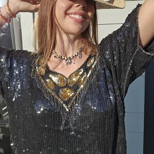 Vintage Silk & Sequins TOP